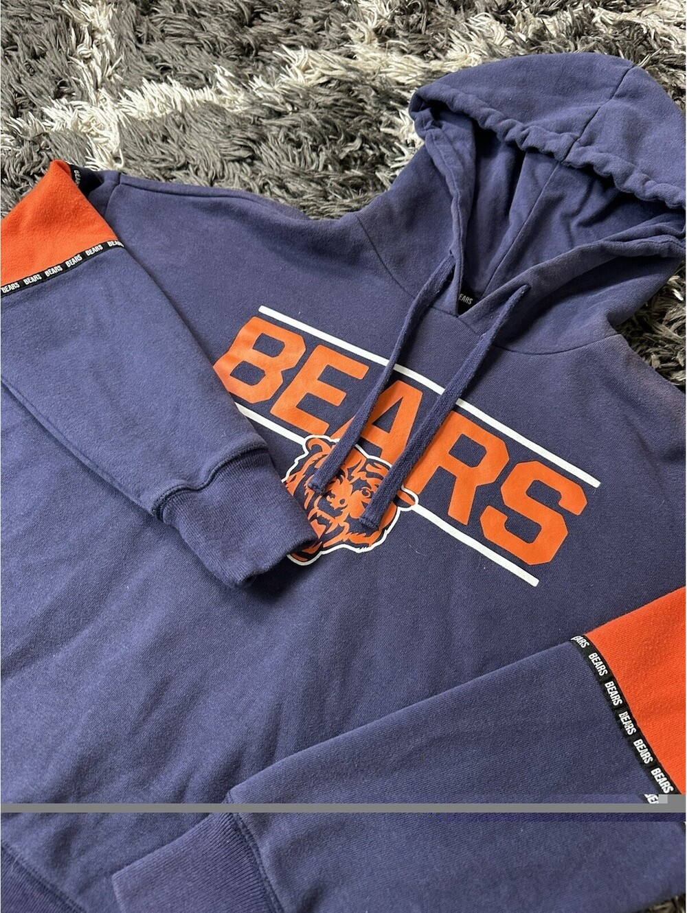 47 Brand Chicago Bears Womens XS Navy Blue Fleece Pullover Hoodie Sweatshirt